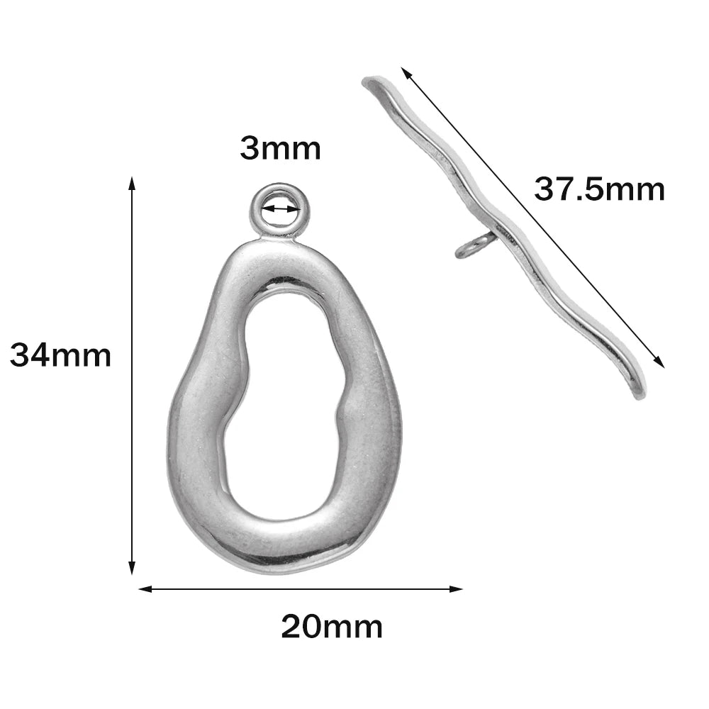 5 Sets Stainless Steel Toggle Clasp T-bar Closure Ring Fastener Hook End Connectors for DIY Necklace Bracelet Jewelry Making
