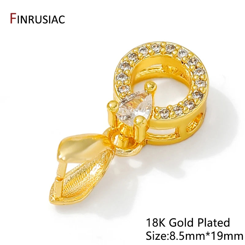 18K Gold Plated Brass With Zircon Jewellery Bail Clasps For Necklace Making,Pendant Pinch bail For DIY Jewelry Making Supplies