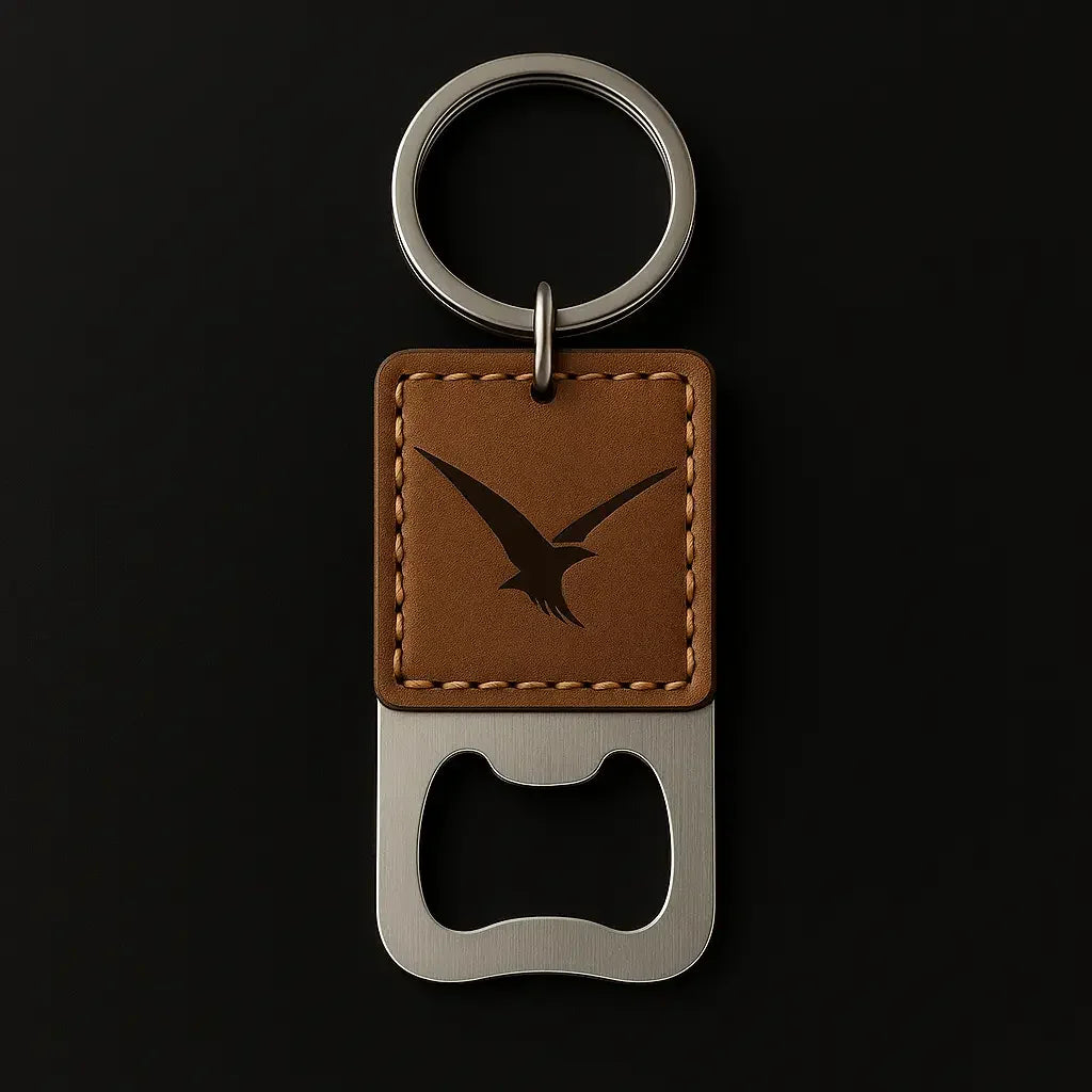 Leather Keychain with Bottle opener customize laser engraving