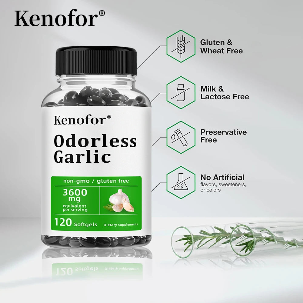 Odorless Garlic Supplement Capsules - Balance Cholesterol Levels, Support Heart and Cardiovascular Health, Non-GMO, Gluten Free