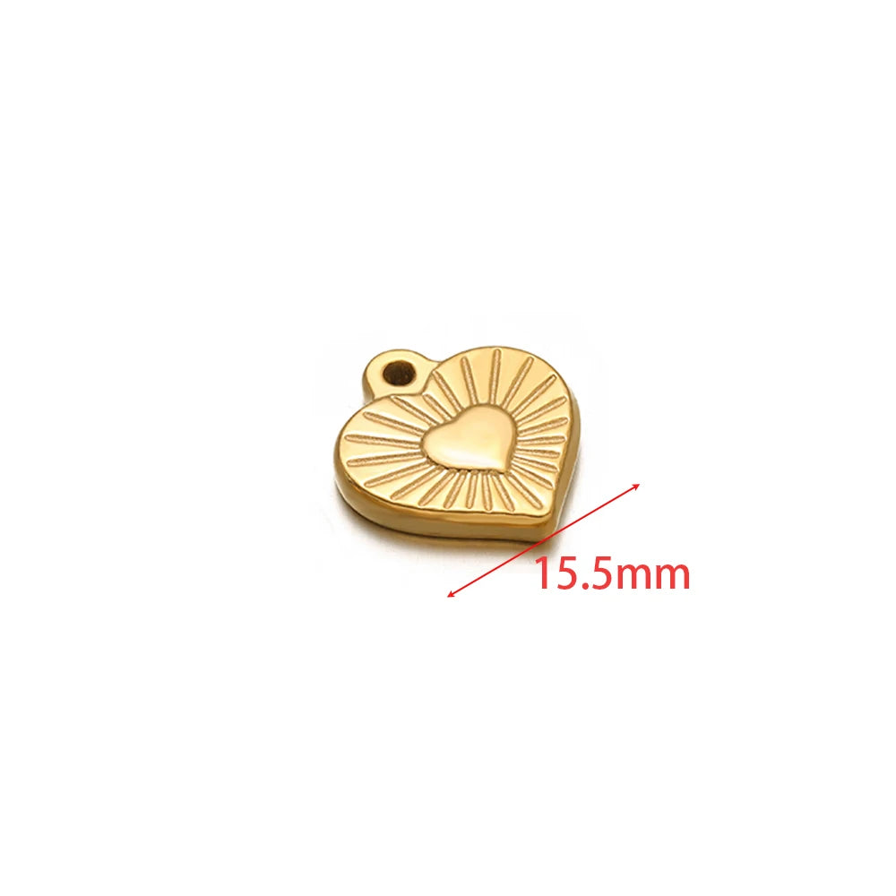 5pcs 18K Gold Stainless Steel Exquisite Heart Pendants Necklace Charms for DIY Women Jewelry Making Bracelet Earrings Findings