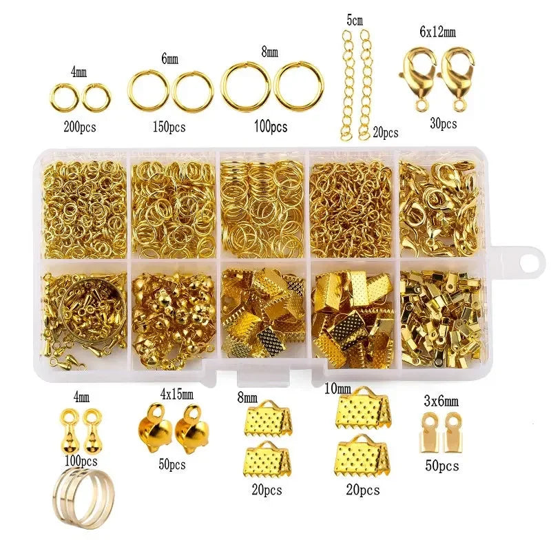 Jewelry Findings Tool Set Open Jump Ring/Lobster Clasp/Tail Chain/Clip Buckle/Drop Kit/Earring Hooks/ For DIY Jewelry Making