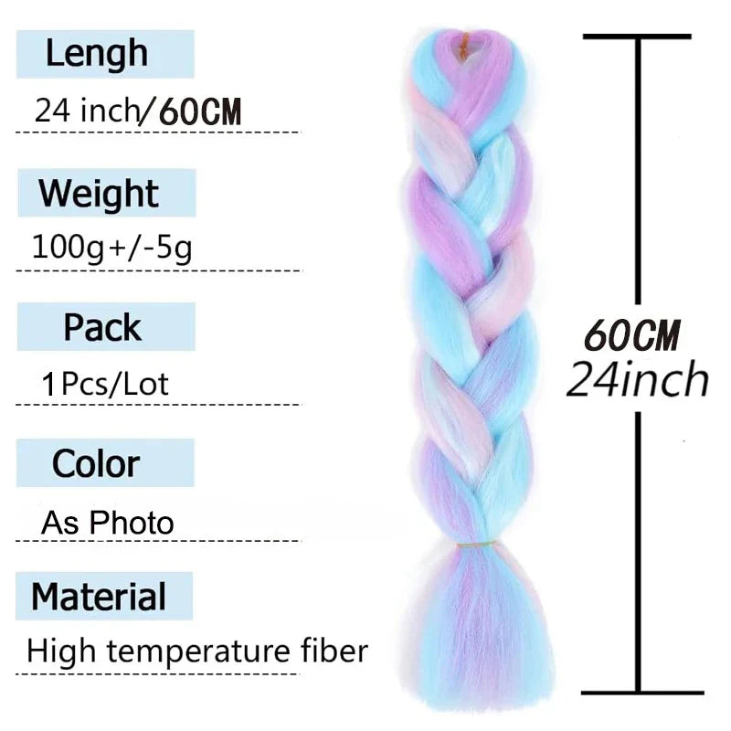 24 Inch Long Synthetic Braiding Hair Extensions