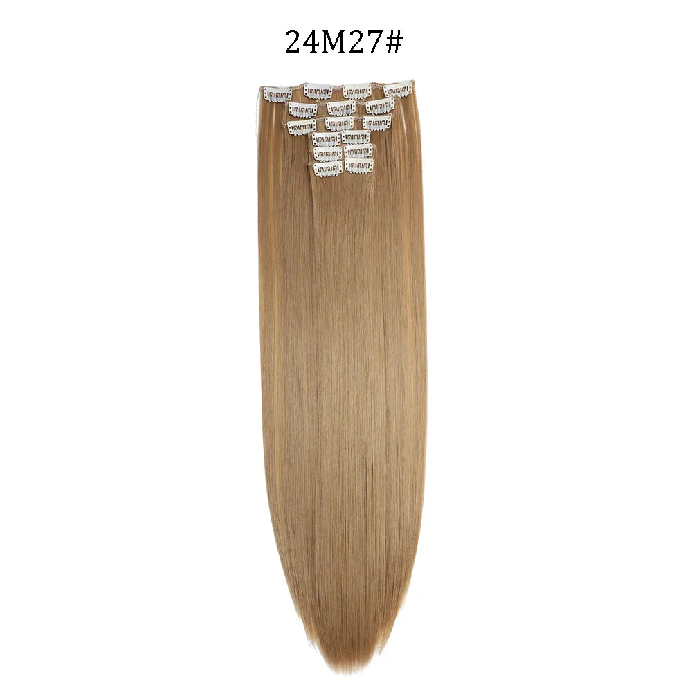 24 Inches Synthetic Long Straight Hair Extensions Set
