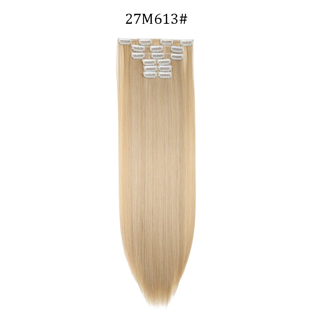 24 Inches Synthetic Long Straight Hair Extensions Set