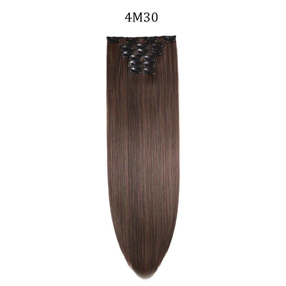 24 Inches Synthetic Long Straight Hair Extensions Set