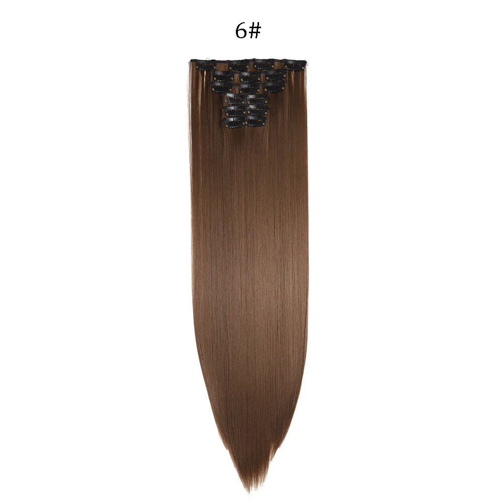 24 Inches Synthetic Long Straight Hair Extensions Set