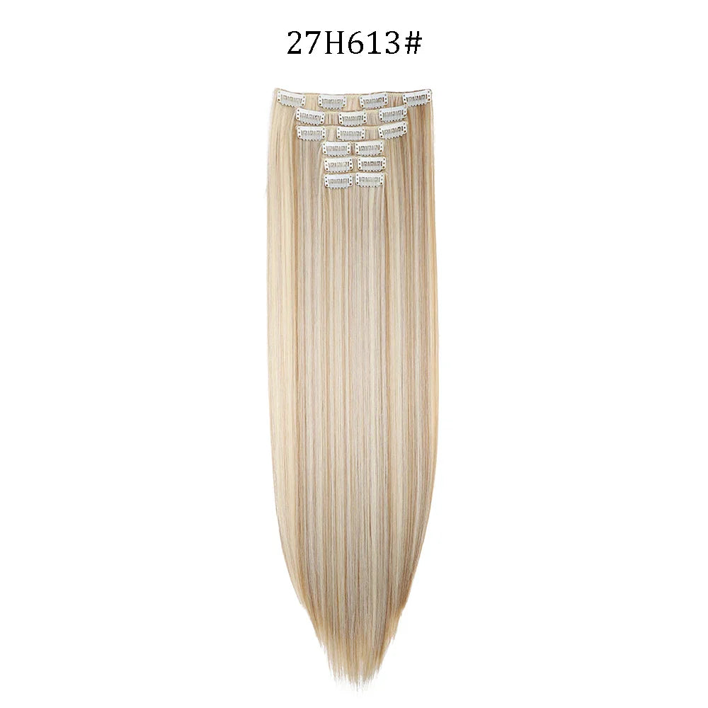 24 Inches Synthetic Long Straight Hair Extensions Set
