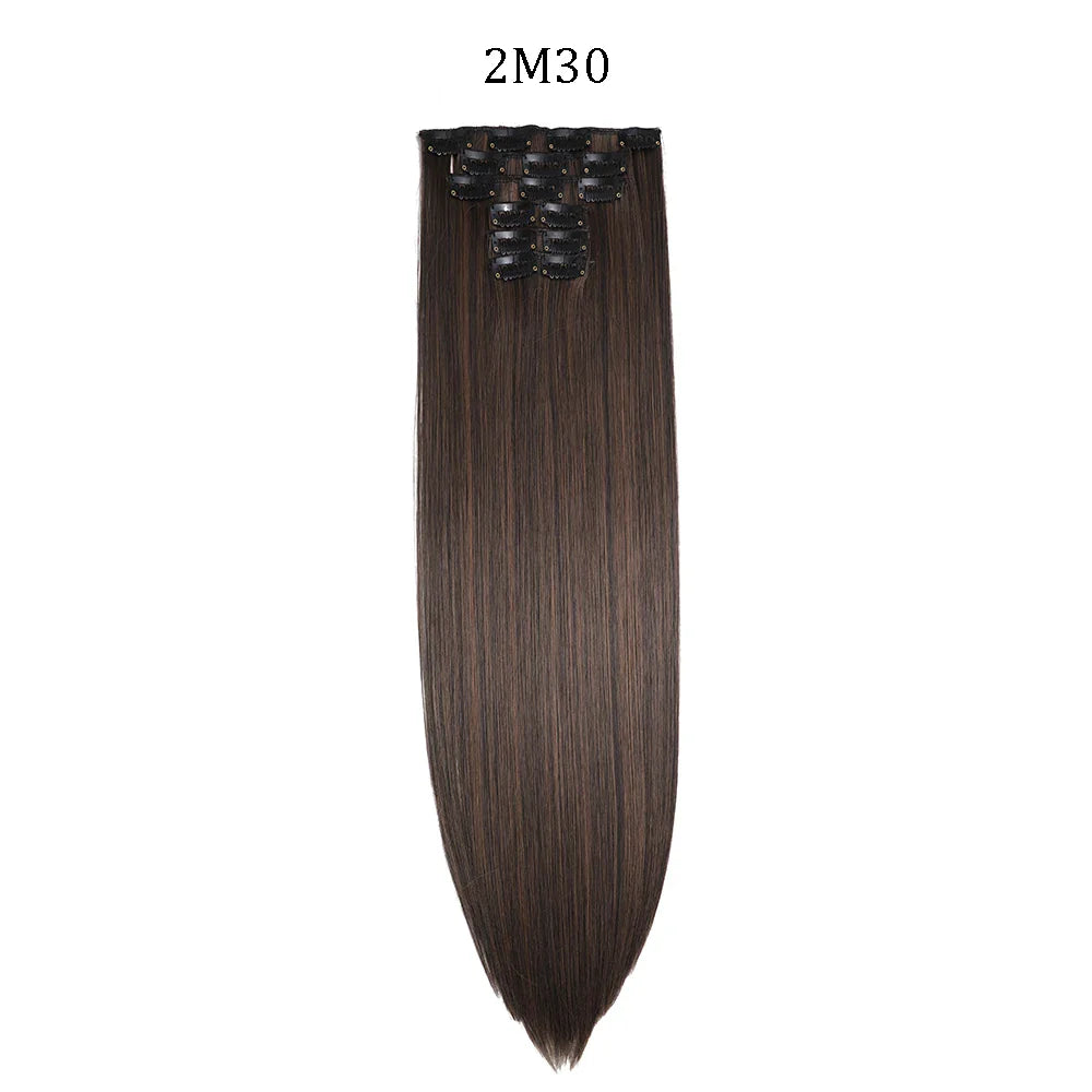 24 Inches Synthetic Long Straight Hair Extensions Set
