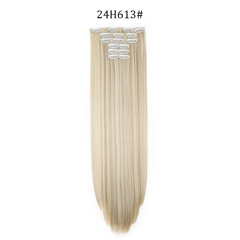 24 Inches Synthetic Long Straight Hair Extensions Set