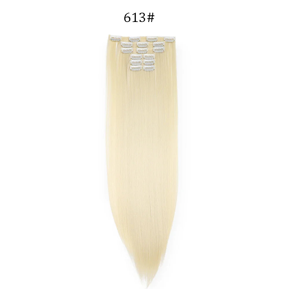 24 Inches Synthetic Long Straight Hair Extensions Set