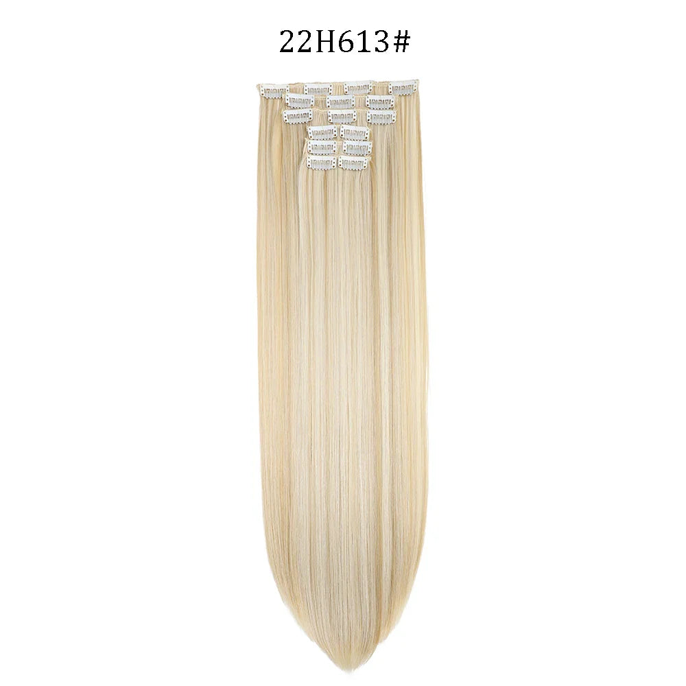 24 Inches Synthetic Long Straight Hair Extensions Set