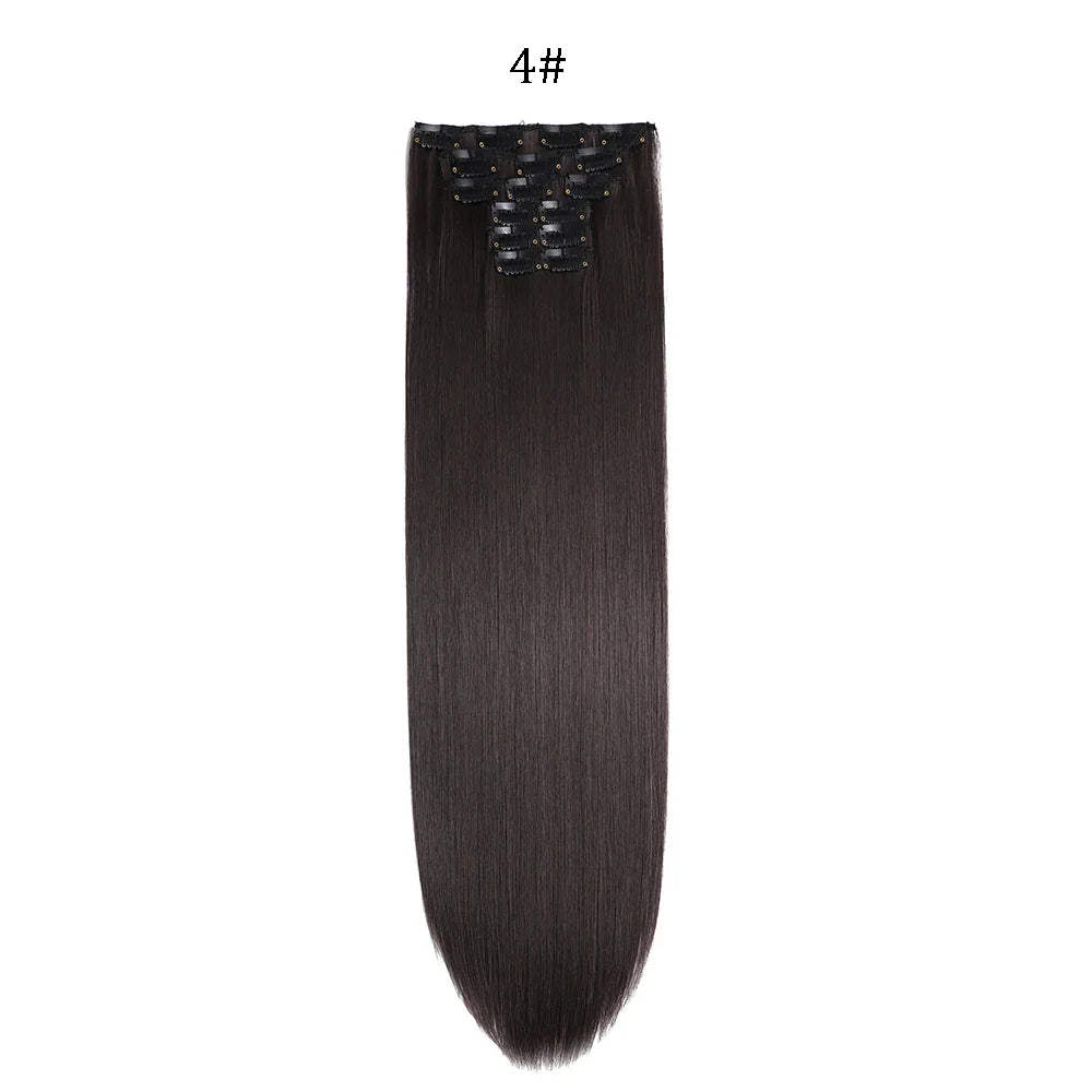 24 Inches Synthetic Long Straight Hair Extensions Set