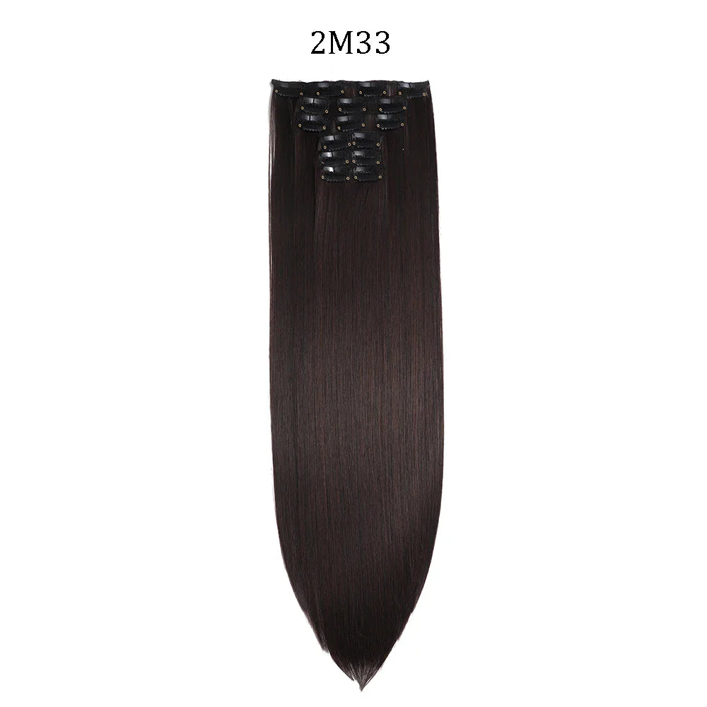 24 Inches Synthetic Long Straight Hair Extensions Set