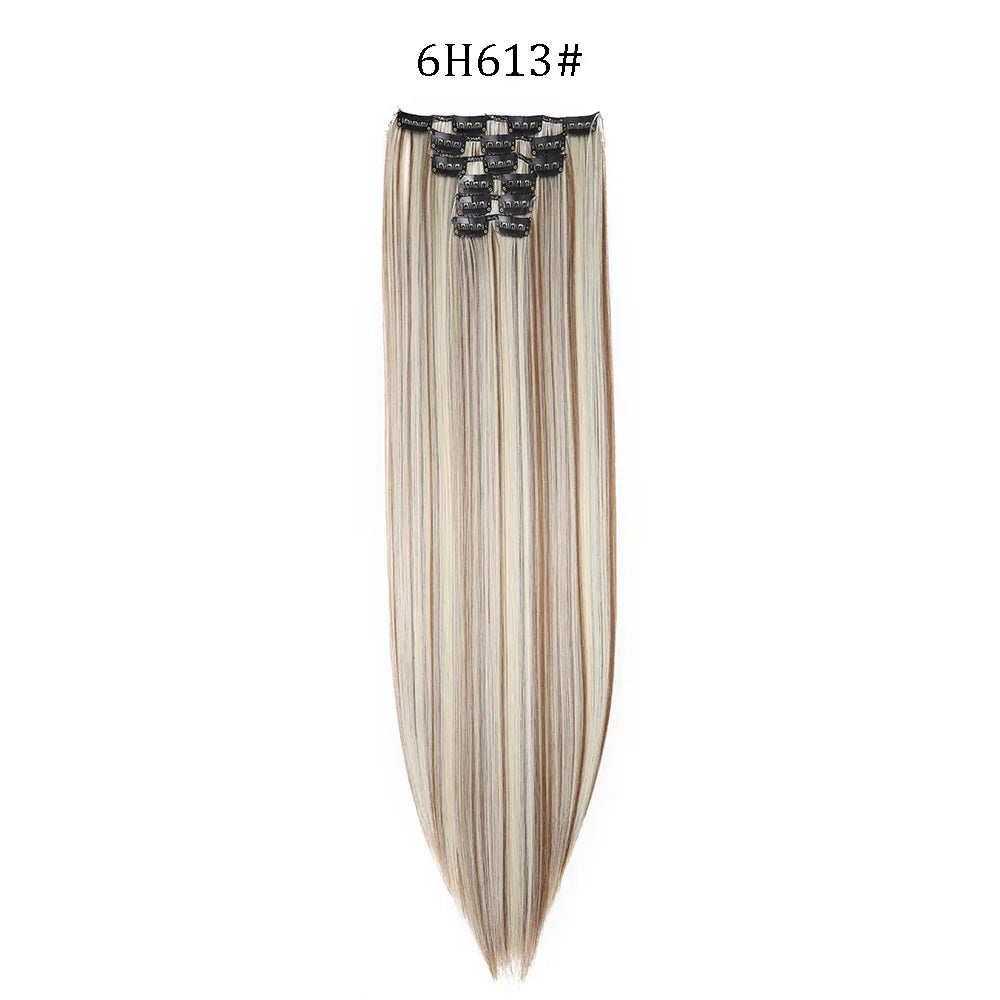 24 Inches Synthetic Long Straight Hair Extensions Set