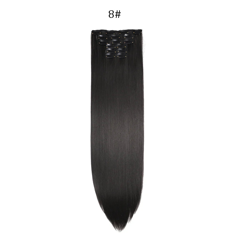 24 Inches Synthetic Long Straight Hair Extensions Set