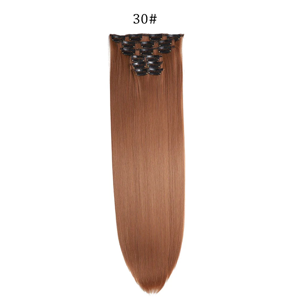 24 Inches Synthetic Long Straight Hair Extensions Set