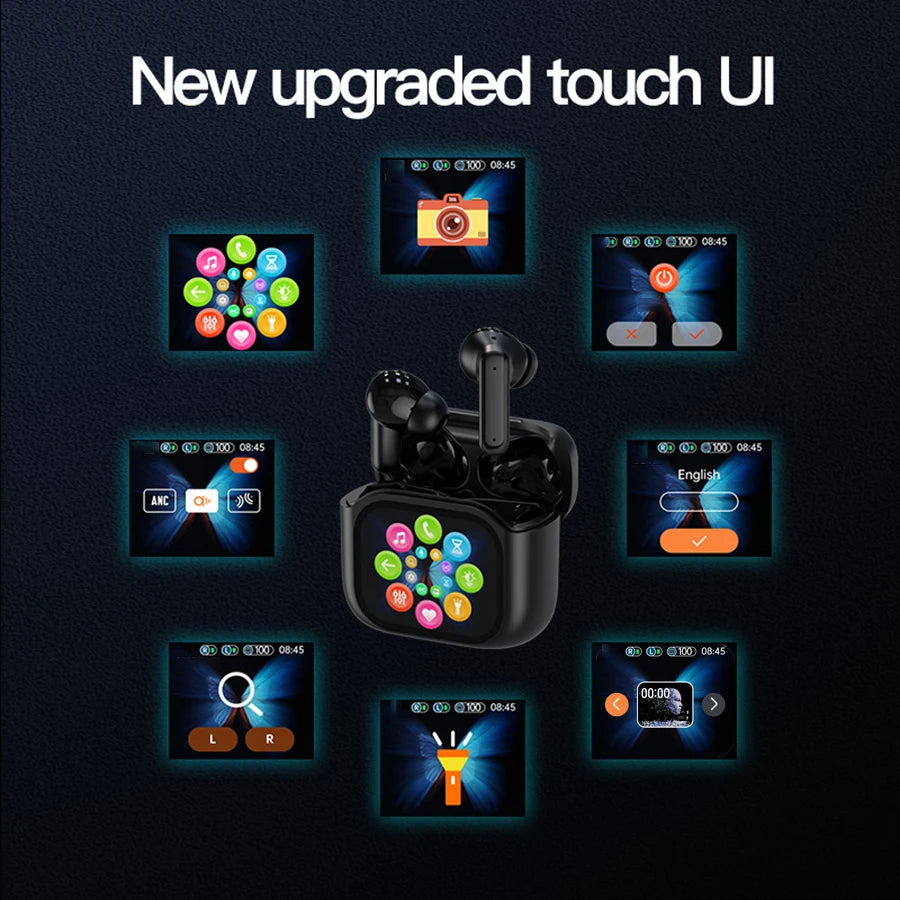 Smart AI Translation Bluetooth Earphones With LCD Display Noise Reduce New Wireless Digital Long Battery Life Display Headphone