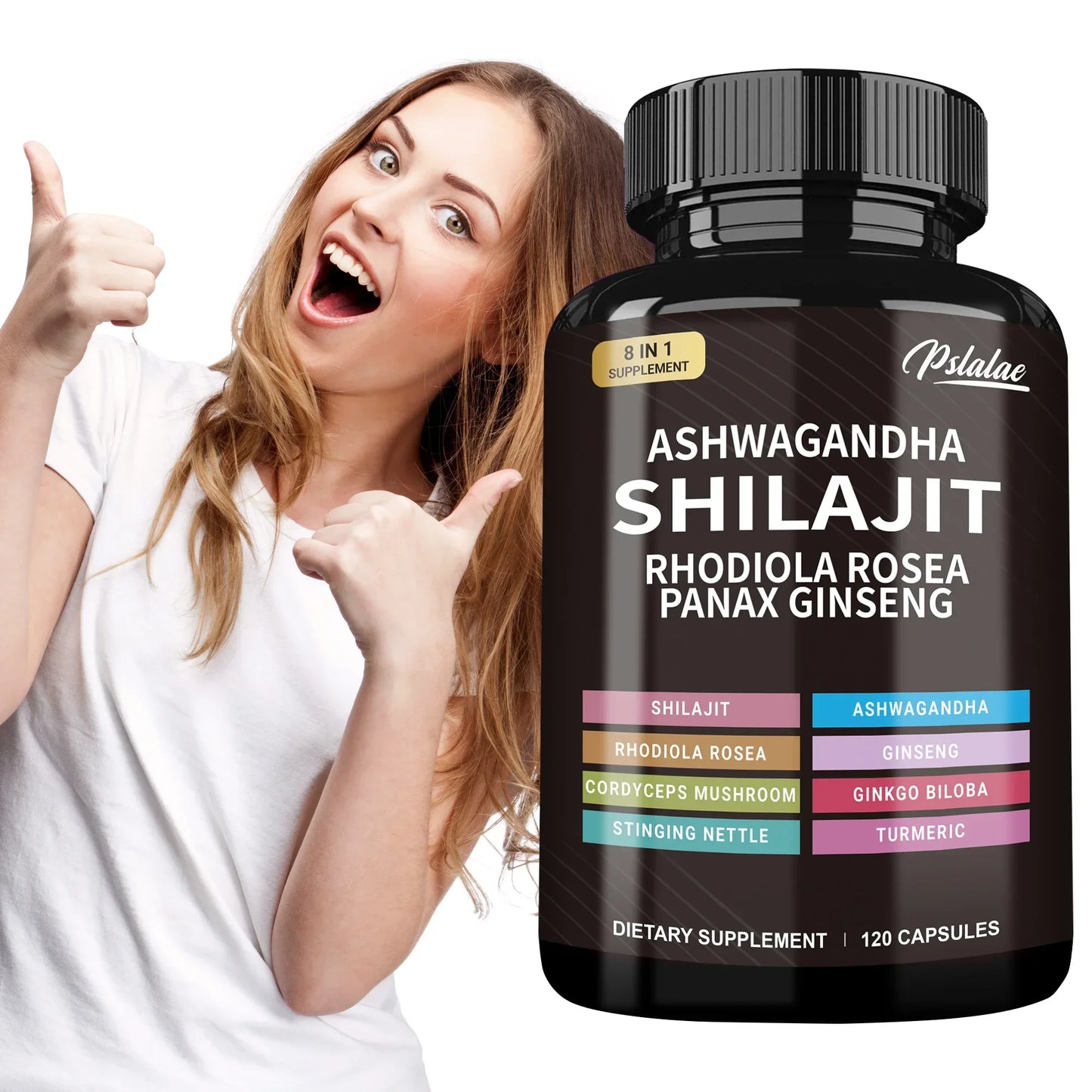 Shilajit, Ashwagandha, Rhodiola Rosea, Panax Ginseng - Supports The Immune System, Relieves Stress, Improve Sleep - 120 Capsules