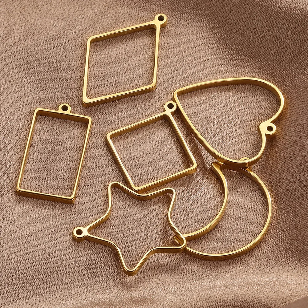 10pcs Stainless Steel Geometric Metal Connector Charms Frames Base DIY Making Epoxy Resin UV Crystal Molds for Jewelry Necklaces