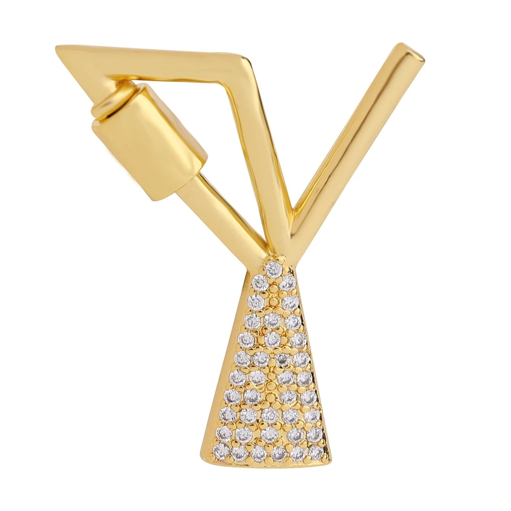 Juya 18K Gold Plated 26 Alphabet Letters Pendant Fasteners Bolt Carabiner Clasps For DIY Women Mesh Chains Name Jewelry Making