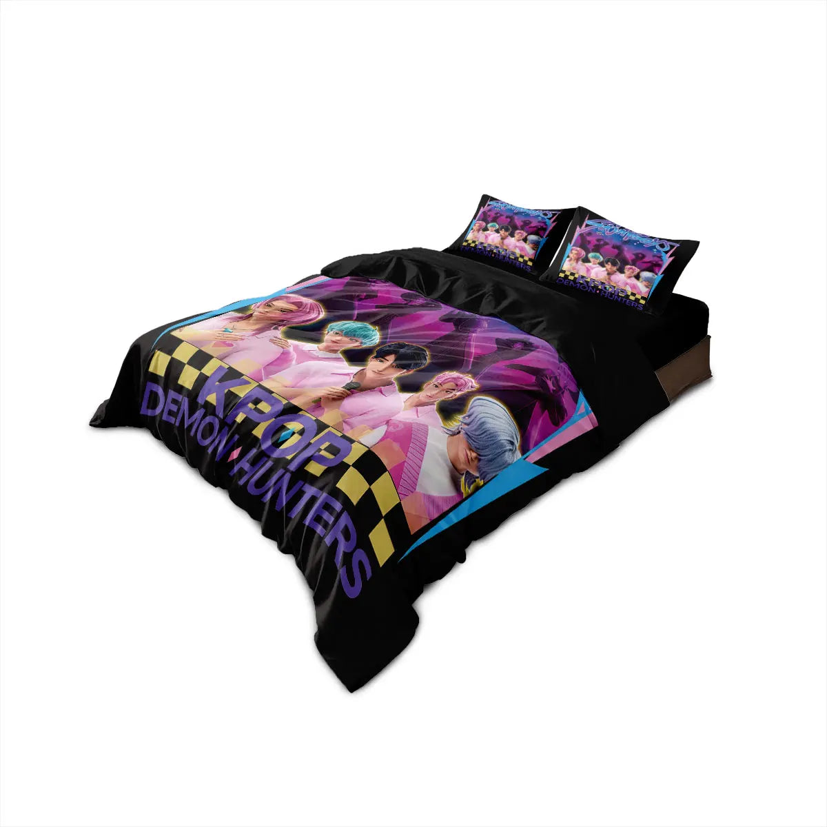 3pcs K-Pop Demon Hunters printed coreless duvet cover set, multi size bedroom bedding decoration, machine washable