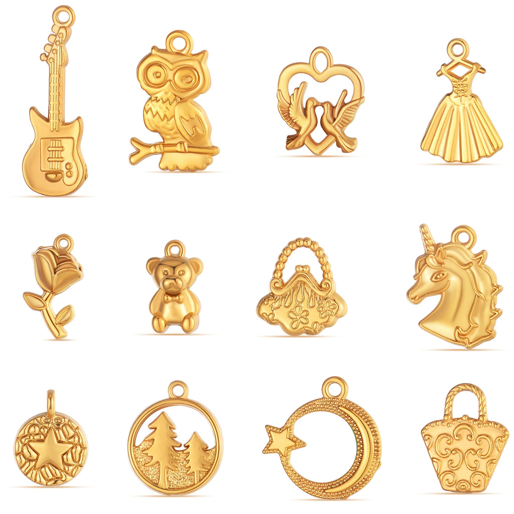 2Pcs DIY Fashion Charm Star Moon Unicorn Bear DIY Jewelry Making Supplie Stainless Steel Necklace Earring Bracelet Pendants