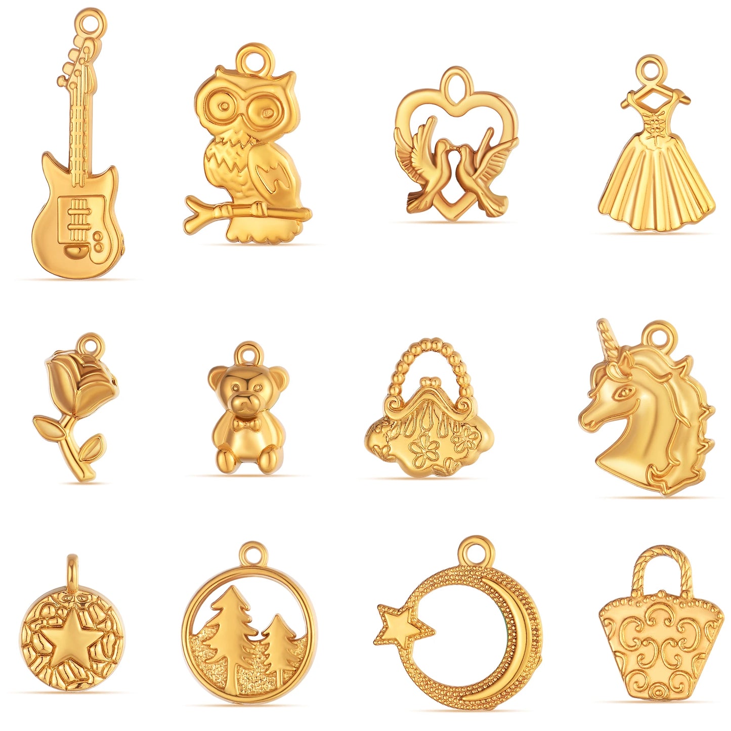 2Pcs DIY Fashion Charm Star Moon Unicorn Bear DIY Jewelry Making Supplie Stainless Steel Necklace Earring Bracelet Pendants