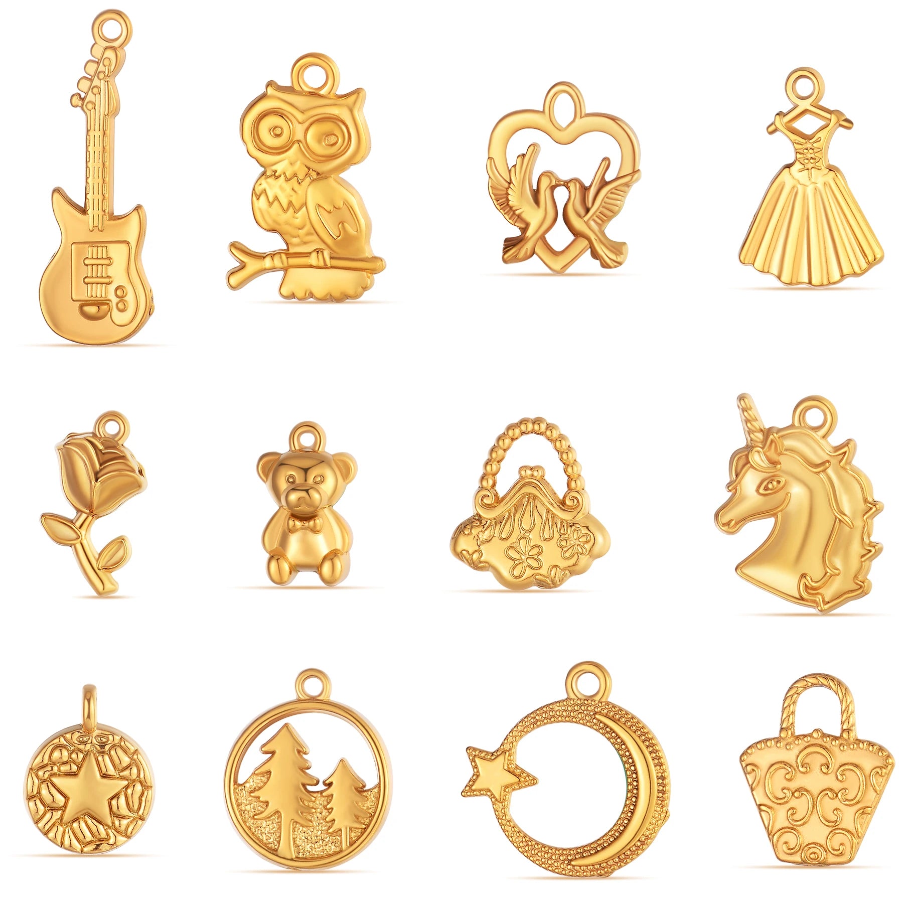 2Pcs DIY Fashion Charm Star Moon Unicorn Bear DIY Jewelry Making Supplie Stainless Steel Necklace Earring Bracelet Pendants