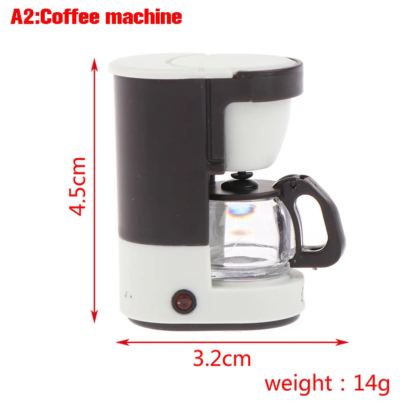 1:12 Dollhouse Miniature Juice Machine Cup Set Coffee Machine Mixer Machine Model Kitchen Doll Electrical Appliance Model Toys