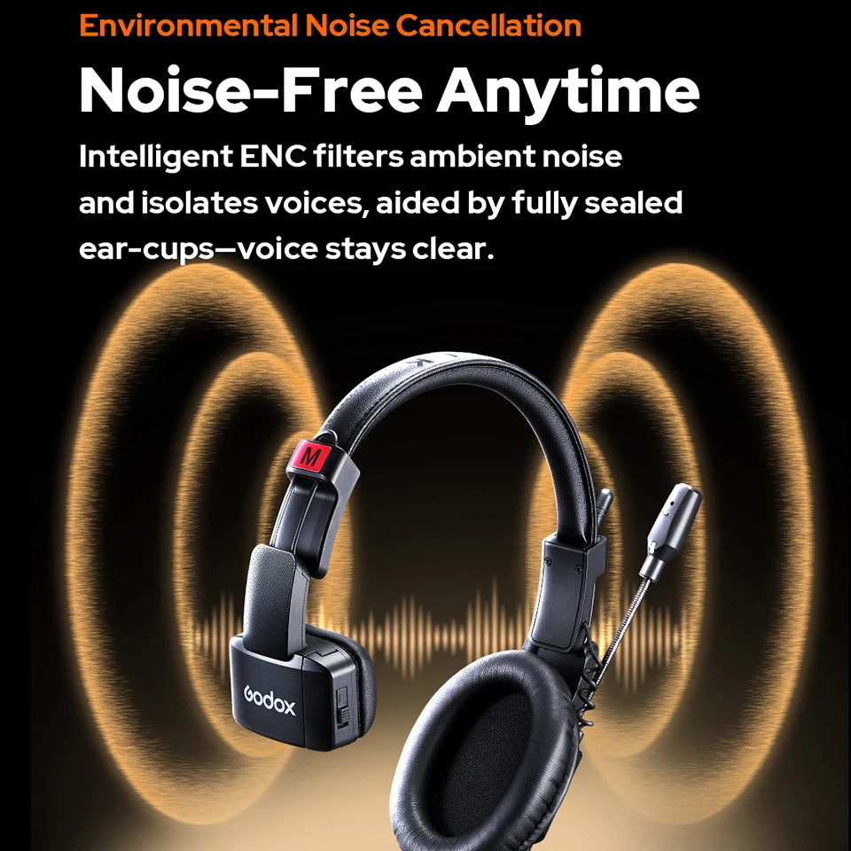 Godox SKYTALK AIR 2.4G Wireless Mic Full Duplex Intercom Real-Time Monitoring & Compact Design for Outdoor Live/Field Recording