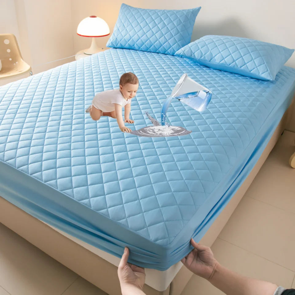 Waterproof Mattress Cover Anti-mites Soft Comfortable Breathable Bed Fitted Sheet Not Including Pillowcase