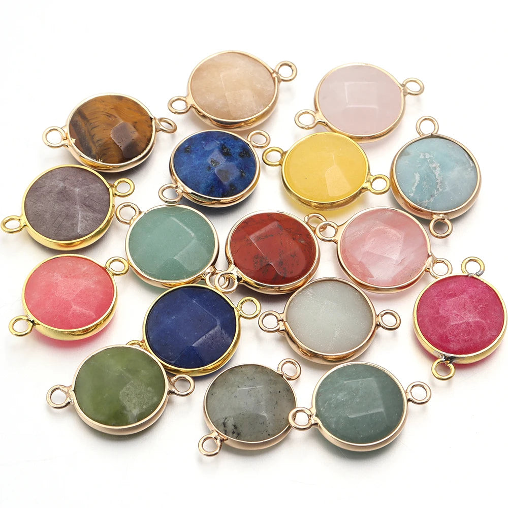 2-4pcs/lot Natural Stone Faceted Pendant Rose Quartz Lapis Lazuli Jade Charms For DIY Fashion Bracelet Necklace Jewelry Accessor