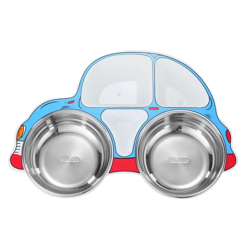 1PCS Children Airplane Dinner Plate 304 Stainless Steel Children Dishes Fruit Salad Tableware Kids Divided Plates Kitchen Stuff
