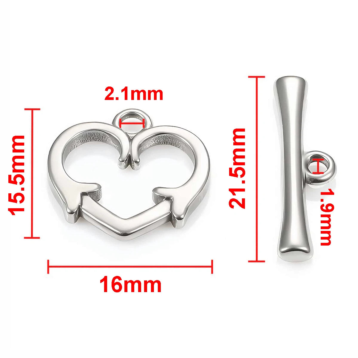2 Sets Stainless Steel OT Clasp Heart Toggle Clasps Buckle Connector for Necklaces Bracelets Hook DIY Jewelry Making Accessories