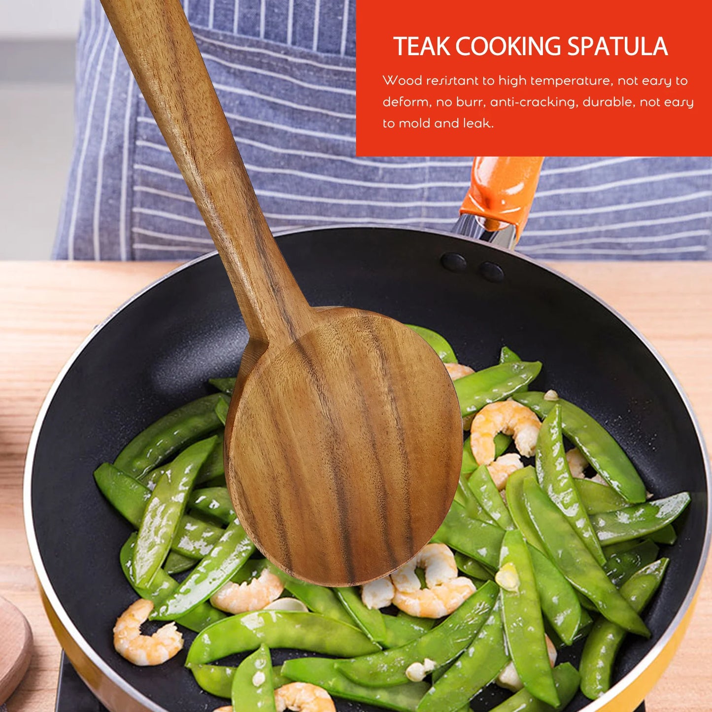 Premium Teak Wood Cooking Ladle Long Handle Soup Spoon Non-Scratch Kitchen Utensil Heat Resistant Wooden Tableware For Home