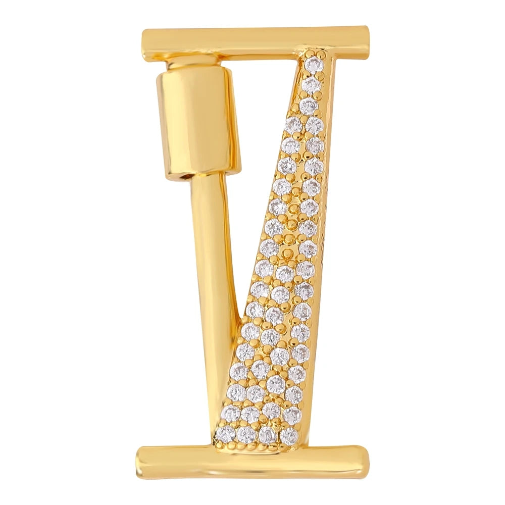 Juya 18K Gold Plated 26 Alphabet Letters Pendant Fasteners Bolt Carabiner Clasps For DIY Women Mesh Chains Name Jewelry Making