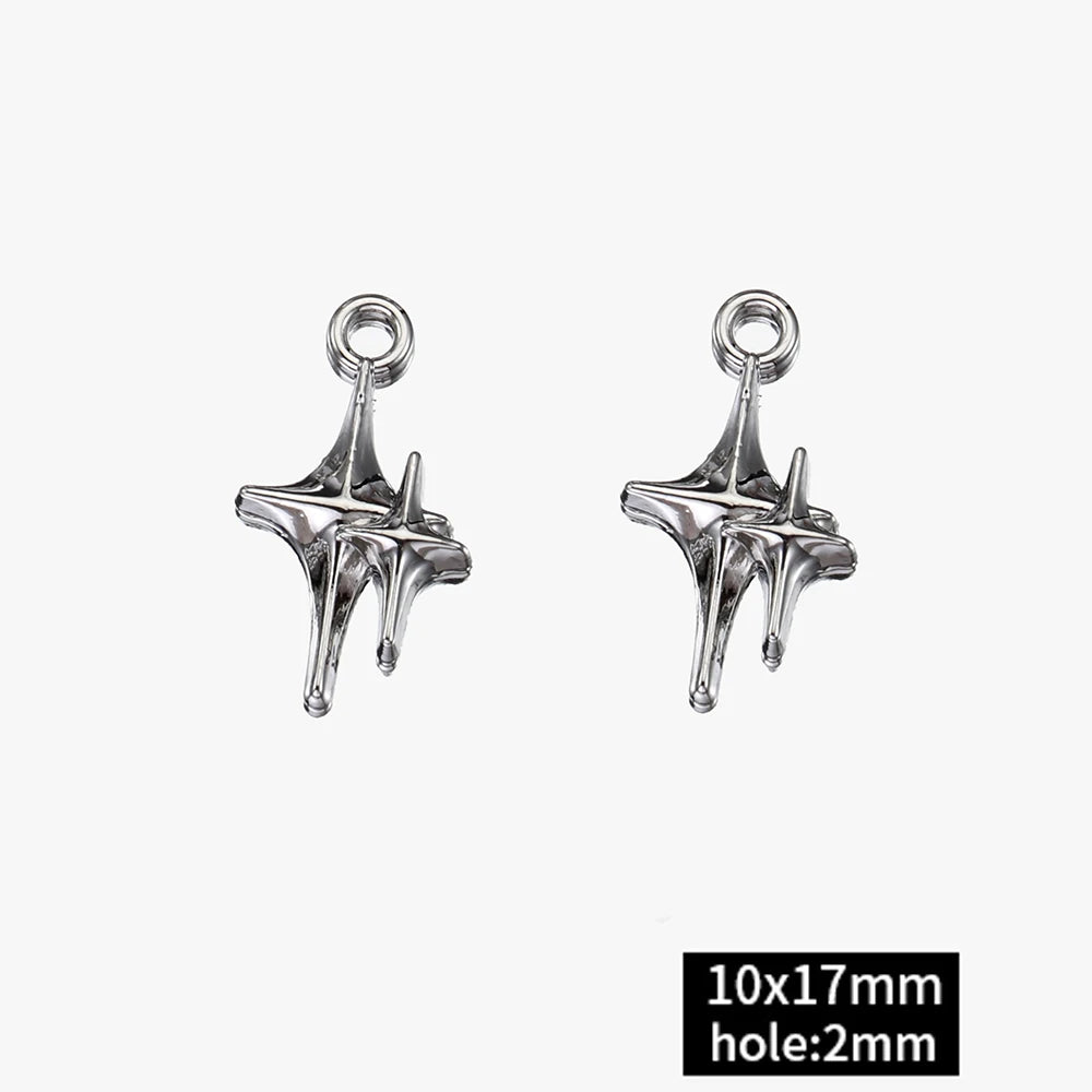 2pcs Rhinestone Chrams Silver Color Crystal Beads Pendants Y2K Style Jewelry Making Accessories Charms for DIY Necklace Bracelet