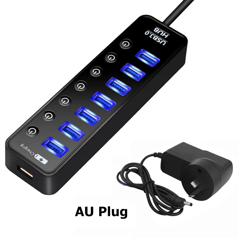 USB 3.0 HUB Multi 5Gbps High Speed 7+1 Adapter Mobile Phone Charging Port USB Splitter For Laptop Adapter Computer Accessories