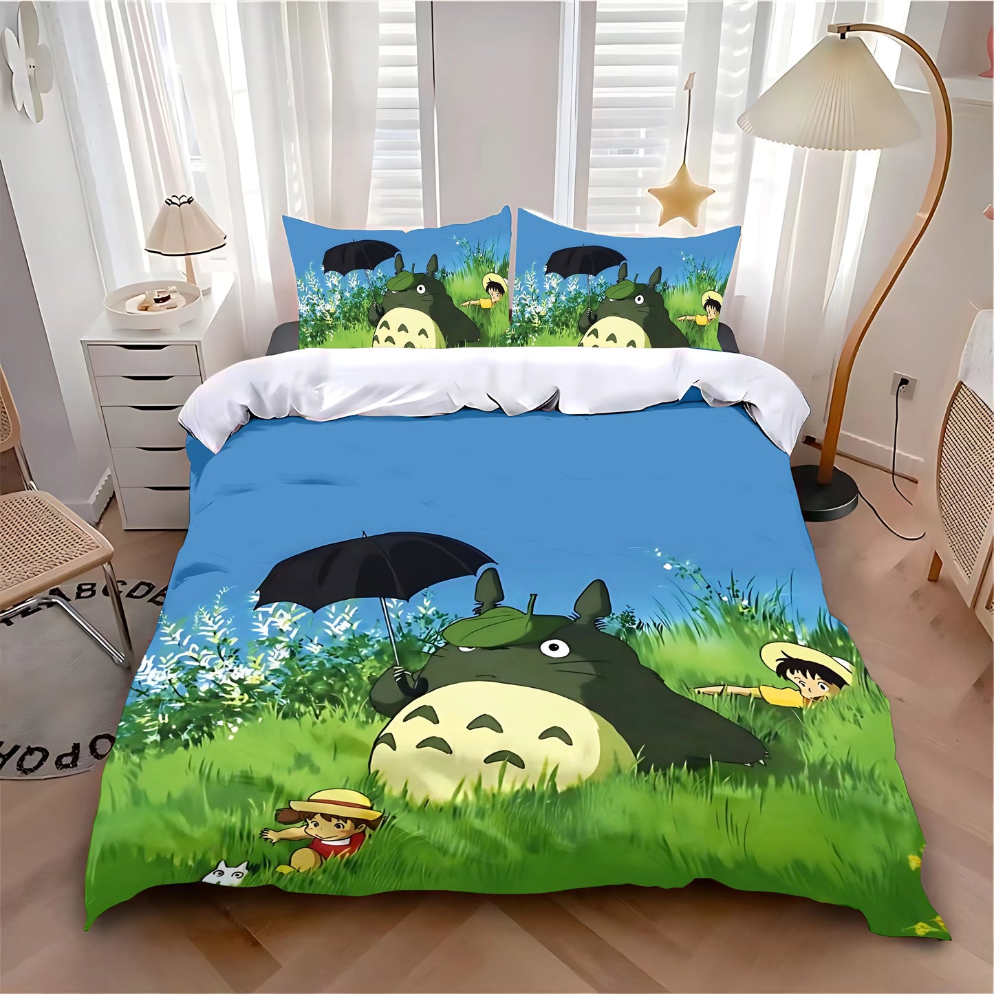 Duvet Cover Pillowcase Bedding Set Hot Anime Cute T-Totoroes Adult Boy Girl Bedroom Decoration Children Single Double Large Size