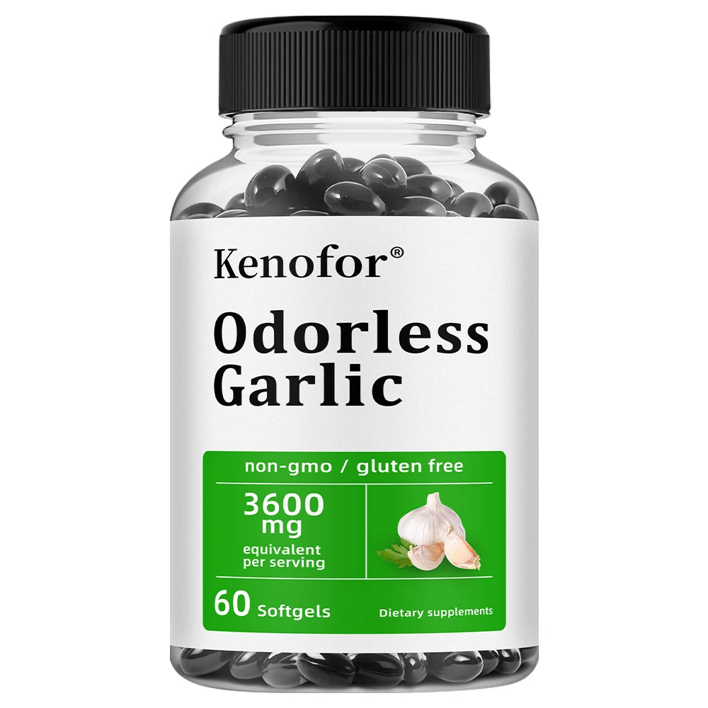 Odorless Garlic Supplement Capsules - Balance Cholesterol Levels, Support Heart and Cardiovascular Health, Non-GMO, Gluten Free