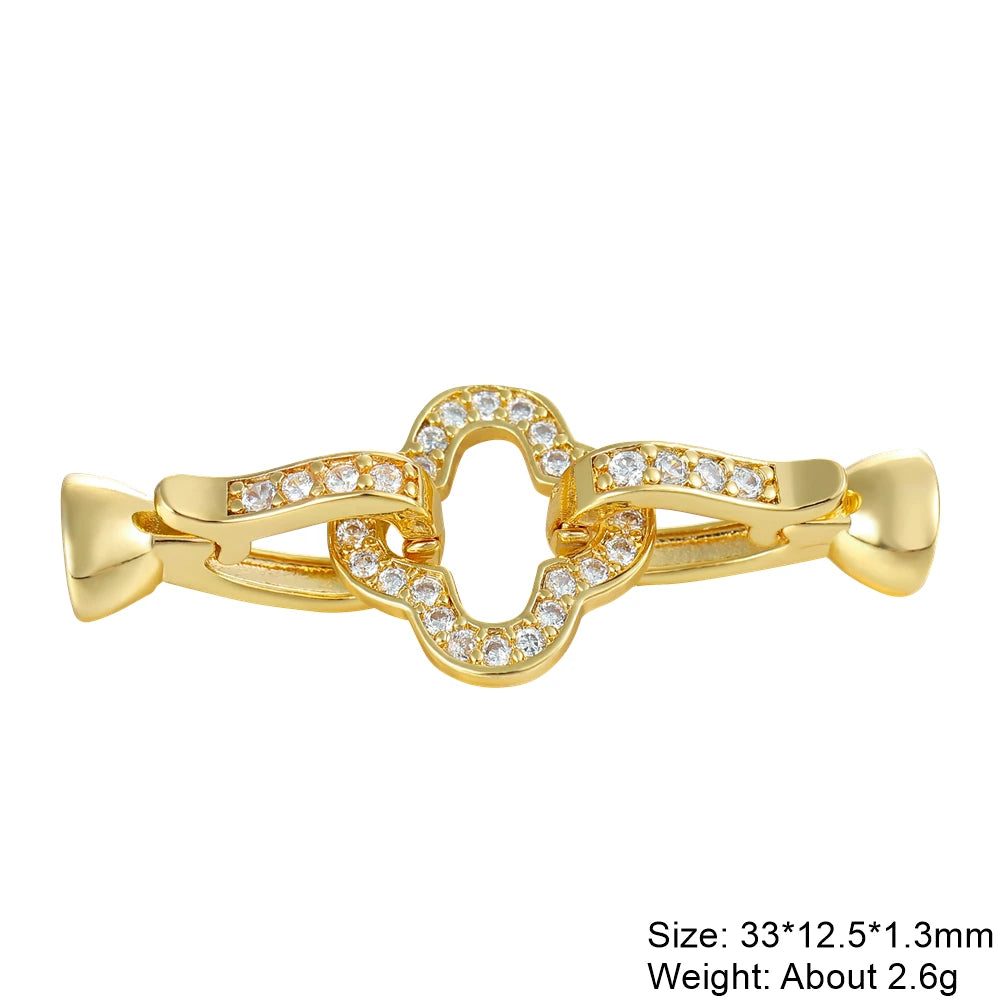 Juya 18K Gold Plated Decorative Connector Fastener Clasps Accessories For DIY Women Needlework Beads Gems Pearls Jewelry Making