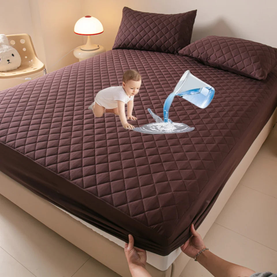 Waterproof Mattress Cover Anti-mites Soft Comfortable Breathable Bed Fitted Sheet Not Including Pillowcase