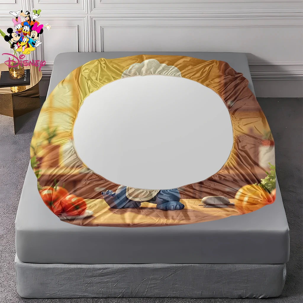 2/3pcs Disney Stitch Chef Fitted Sheet Set 100% Polyester Skin-Friendly & Breathable Bedding Comfortable Cute Soft