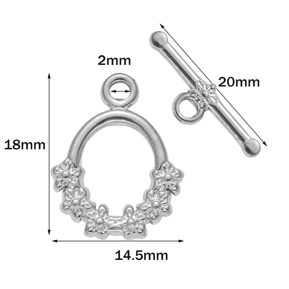 5 Sets Stainless Steel Toggle Clasp T-bar Closure Ring Fastener Hook End Connectors for DIY Necklace Bracelet Jewelry Making
