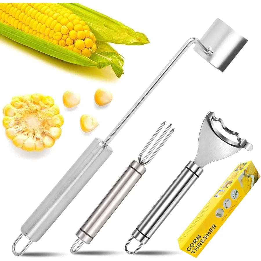 3PCS Corn Peeler Stainless Steel Multutiol Kitchen Grip Corn Planer- Easy to Use Durable Efficient Dishwasher Safe Gadgets for