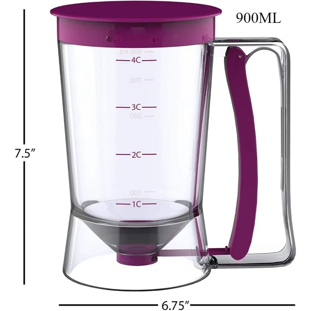 900ml Batter Dispenser Bottle with Squeeze Handle Is A Great Kitchen Gadget for Making Cupcakes, Waffles and Any Baked Goods