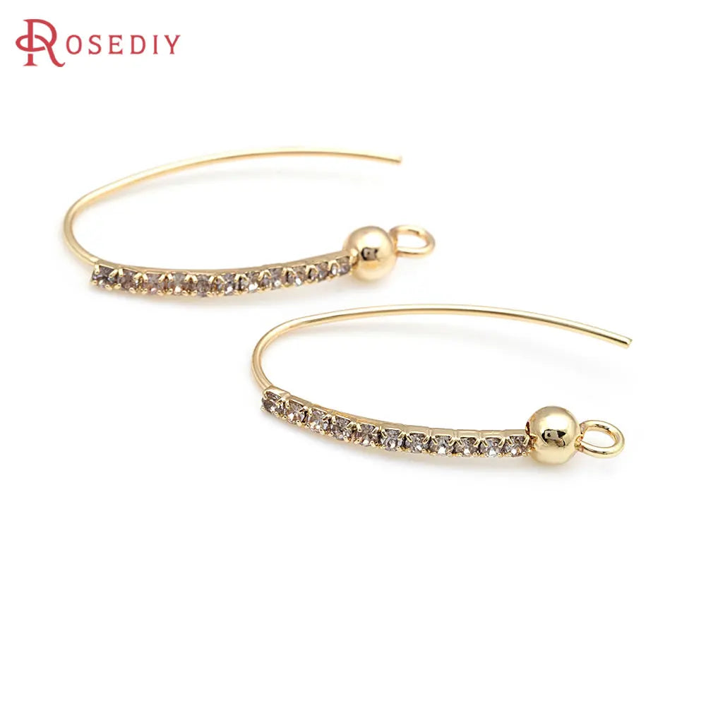 4PCS 18K Gold Color Brass with Zircon Earrings Hooks Women's Earrings High Quality Diy Accessories Rosediy official-website