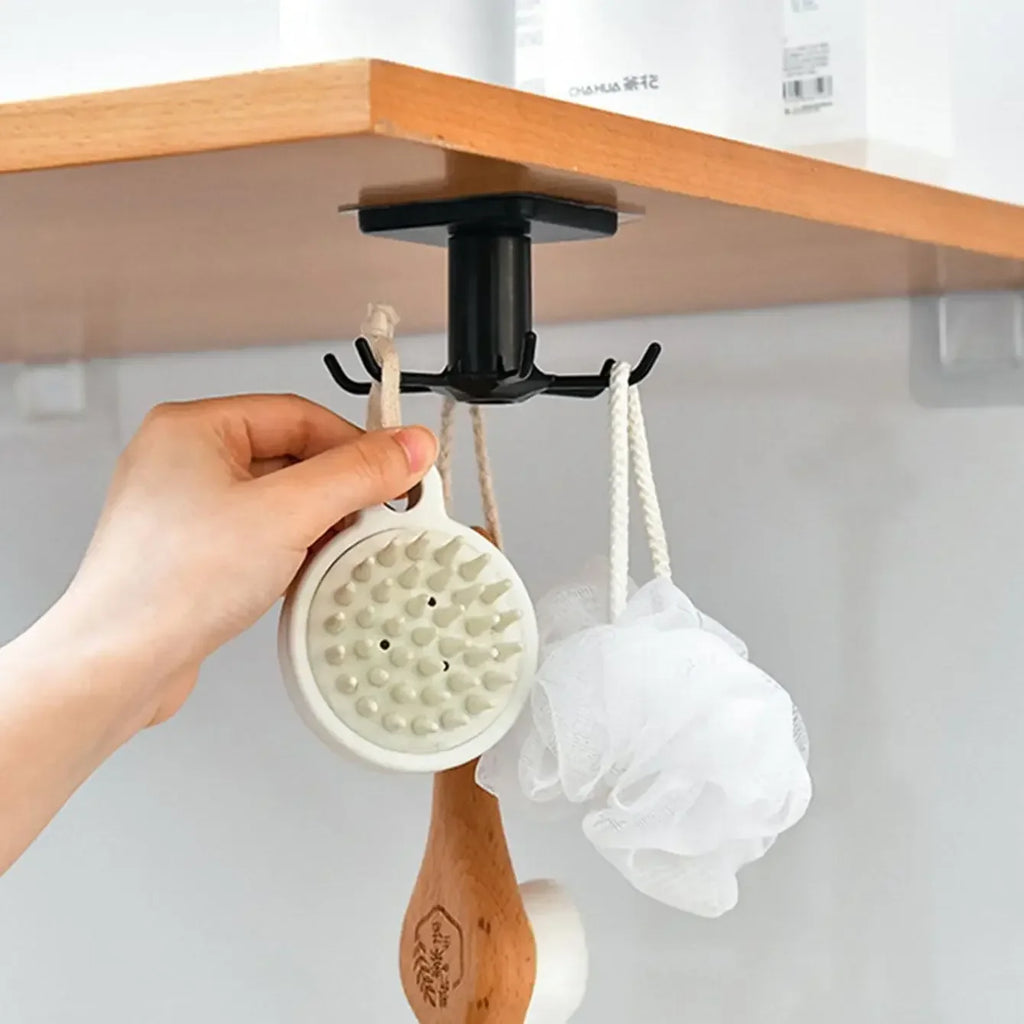 1/2pcs-Kitchen Hooks Rotating Storage Rack Without Punching Wall-Mounted Kitchenware Supplies Gods Multifunctional Shelves