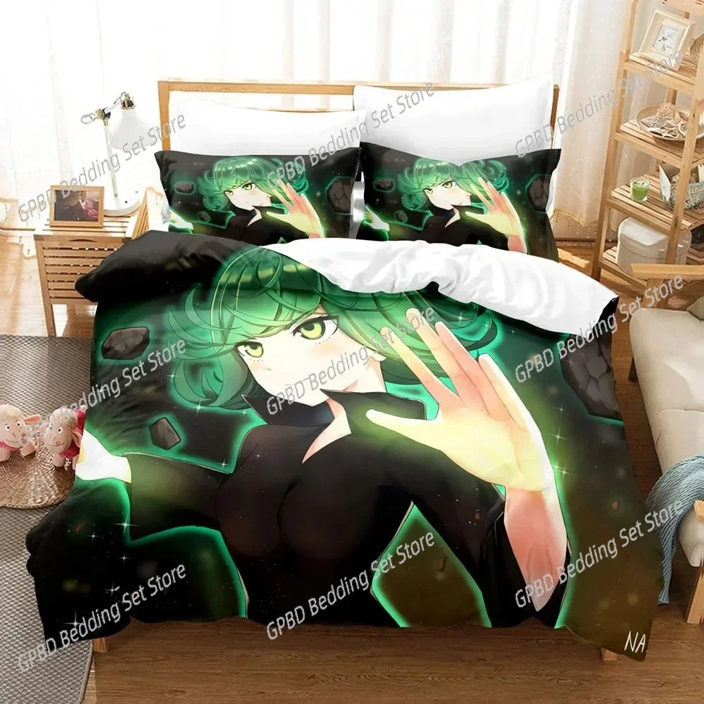 3D Anime Duvet One Punch Man Comfortable Duvet Quilt Cover Pillowcase Bedding Set Children Bedroom Decoration Home Textile